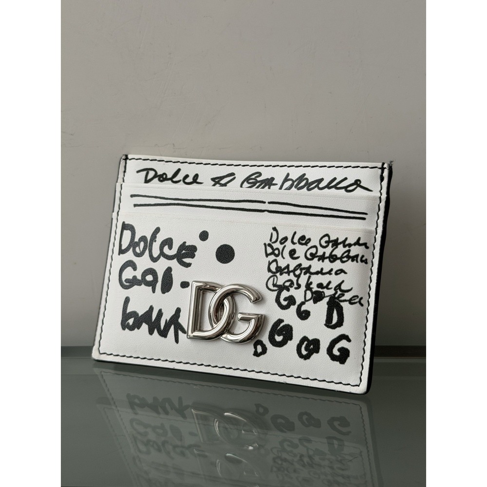 Authentic DOLCE & GABBANA White Leather Wallet Card Holder